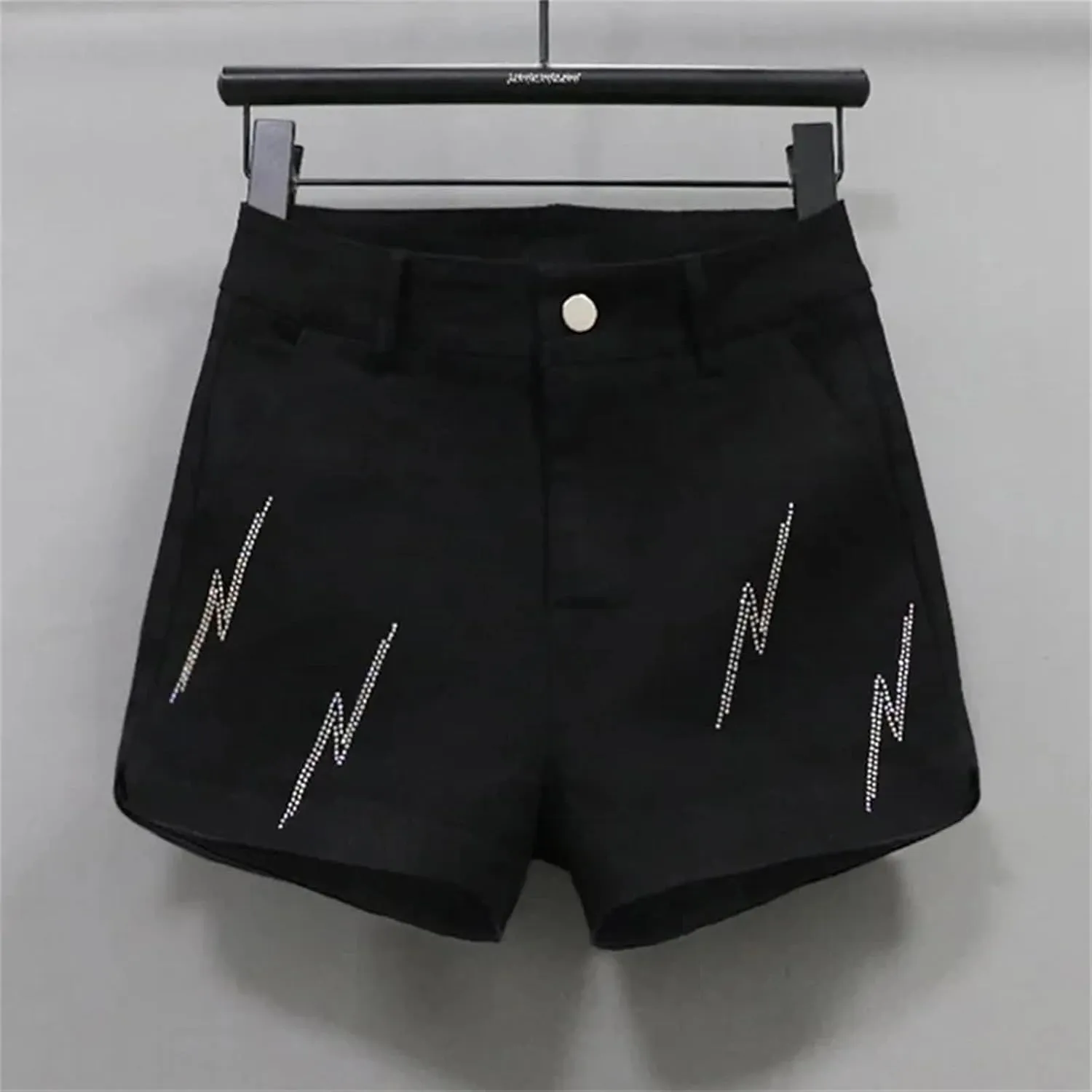 Womens Black Denim Shorts High Waist Slim A-Line Spring Summer Casual Hot Pants