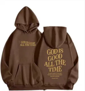 Women's Christian God Is Good All The Time Oversized Hoodies Cute Graphic Jesus Letter Pullover Sweatshirts Faith Y2K