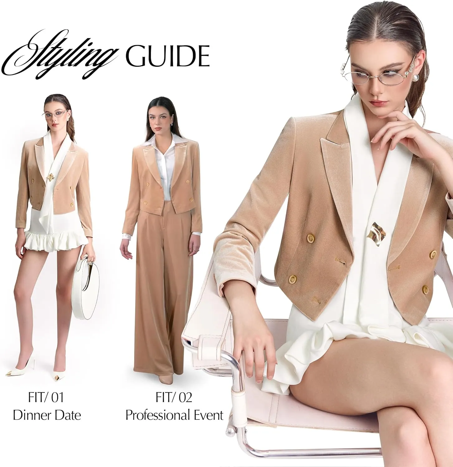 Women's Cropped Velvet Blazer  Elegant Open Front Dressy Jacket with Long Sleeves, Business Casual Blazer for Work