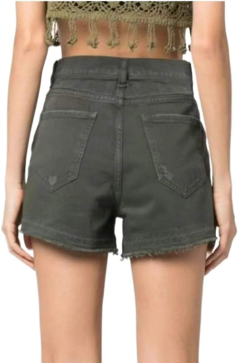 Women's Cut Off Denim Jean Shorts High Waisted Stretch Ripped Frayed Raw Hem Retro Denim Pants