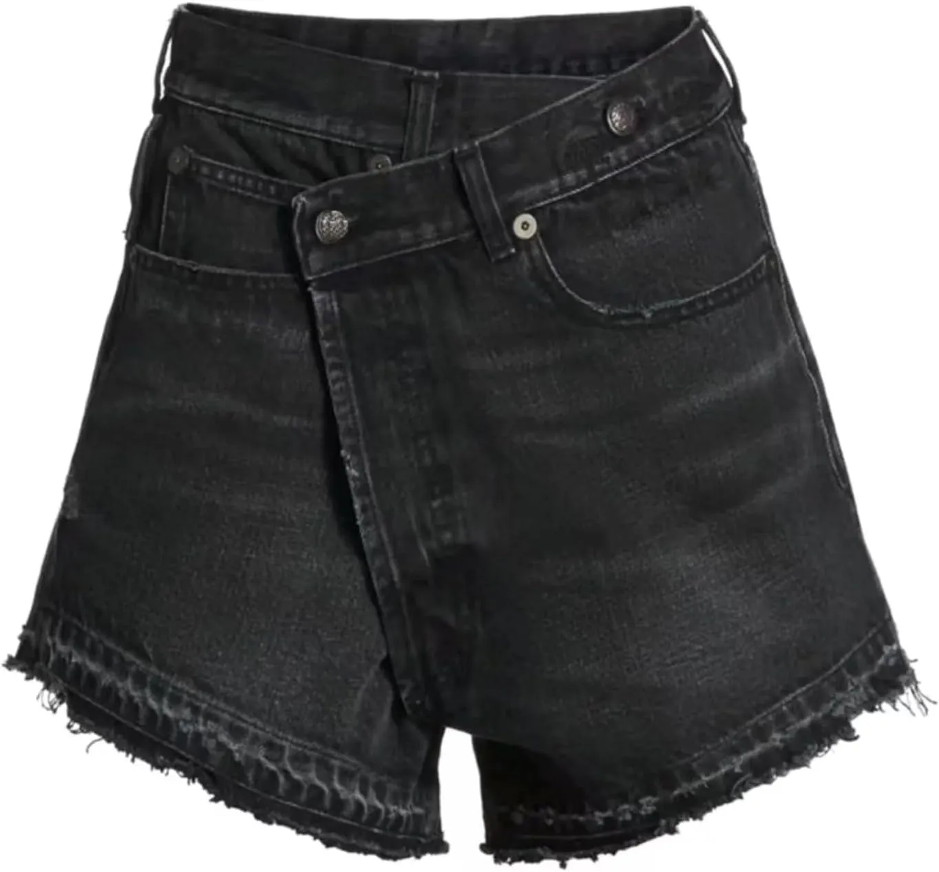 Women's Cut Off Denim Jean Shorts High Waisted Stretch Ripped Frayed Raw Hem Retro Denim Pants