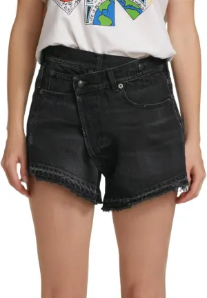 Women's Cut Off Denim Jean Shorts High Waisted Stretch Ripped Frayed Raw Hem Retro Denim Pants