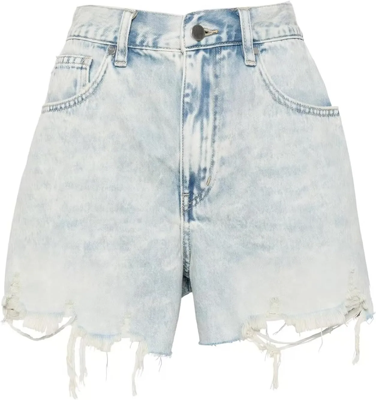 Women's Cut Off Denim Jean Shorts High Waisted Stretch Ripped Frayed Raw Hem Retro Denim Pants