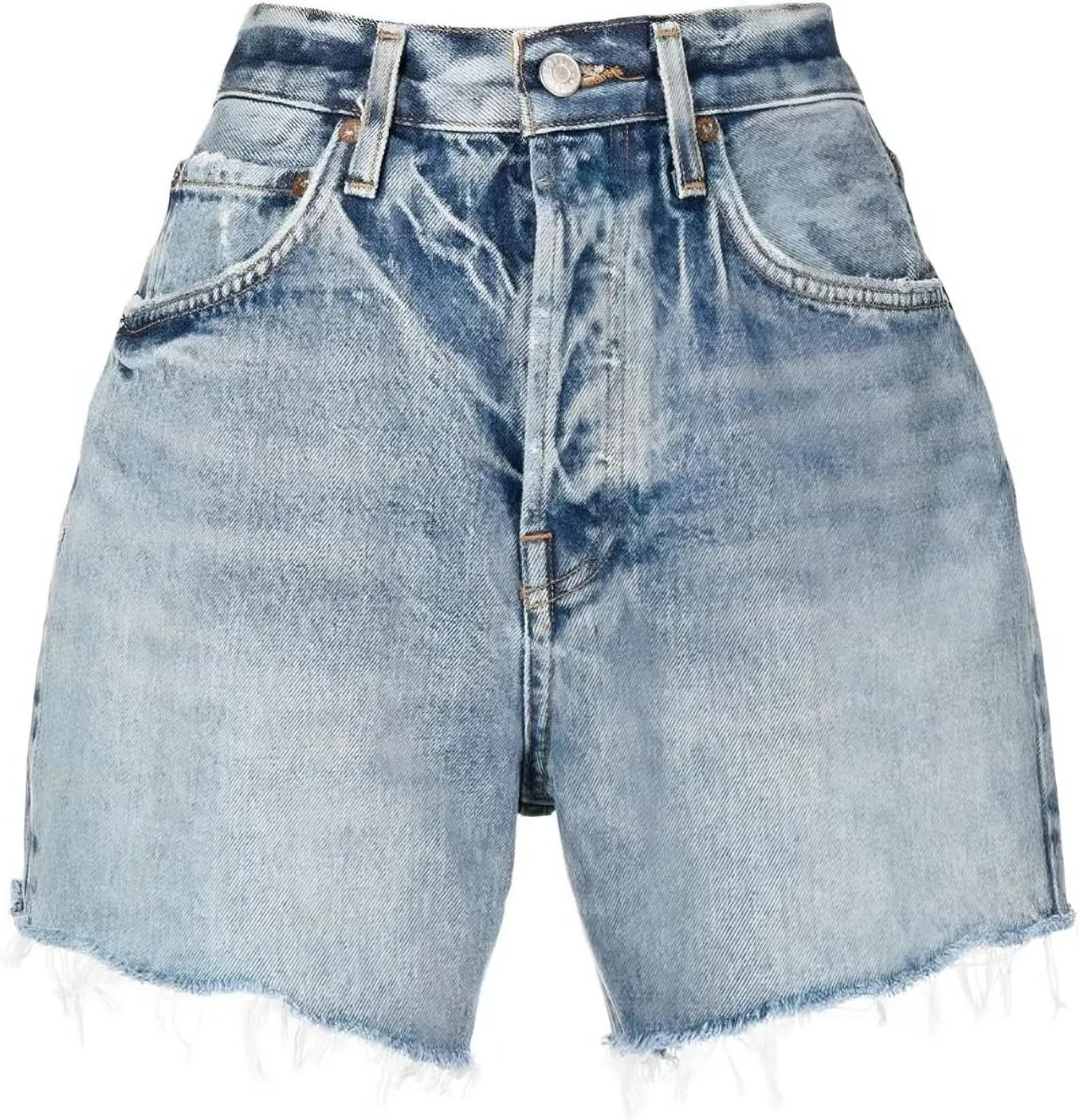 Women's Cut Off Denim Jean Shorts High Waisted Stretch Ripped Frayed Raw Hem Retro Denim Pants