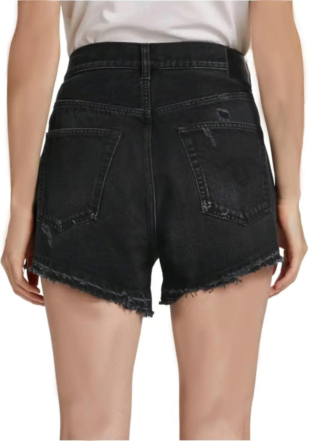Women's Cut Off Denim Jean Shorts High Waisted Stretch Ripped Frayed Raw Hem Retro Denim Pants