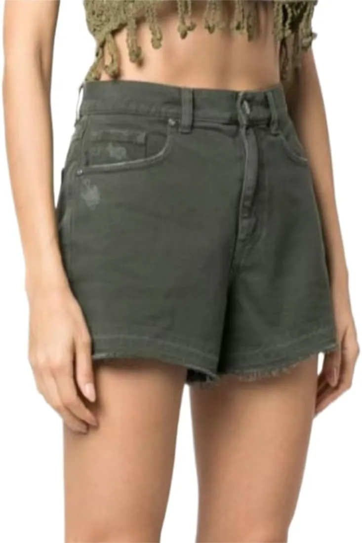 Women's Cut Off Denim Jean Shorts High Waisted Stretch Ripped Frayed Raw Hem Retro Denim Pants