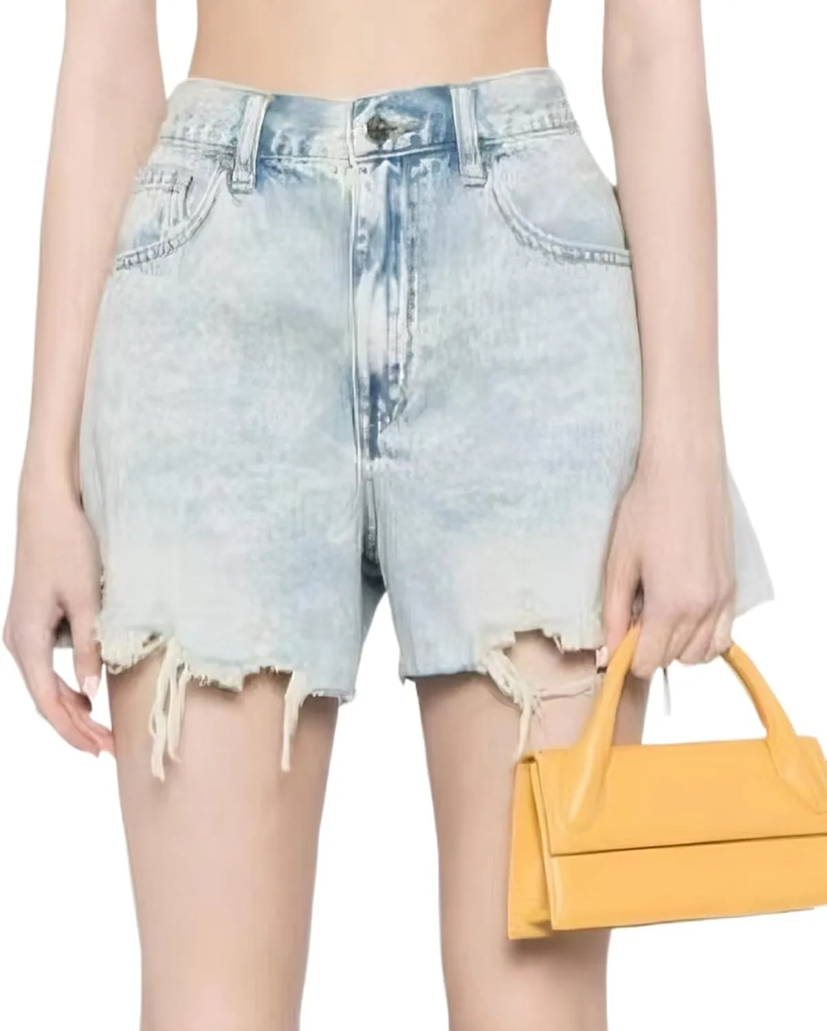 Women's Cut Off Denim Jean Shorts High Waisted Stretch Ripped Frayed Raw Hem Retro Denim Pants