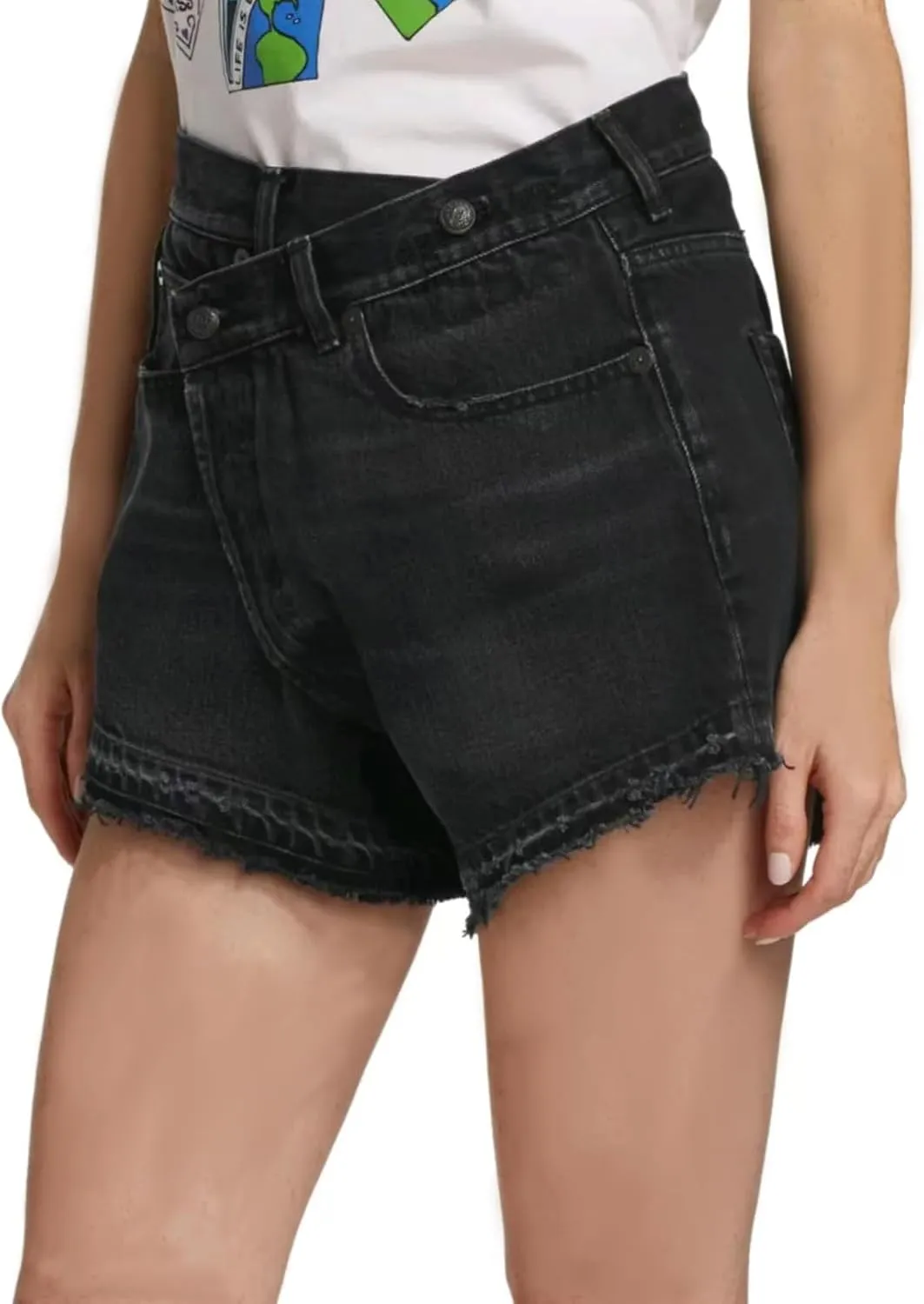 Women's Cut Off Denim Jean Shorts High Waisted Stretch Ripped Frayed Raw Hem Retro Denim Pants