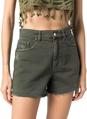 Women's Cut Off Denim Jean Shorts High Waisted Stretch Ripped Frayed Raw Hem Retro Denim Pants