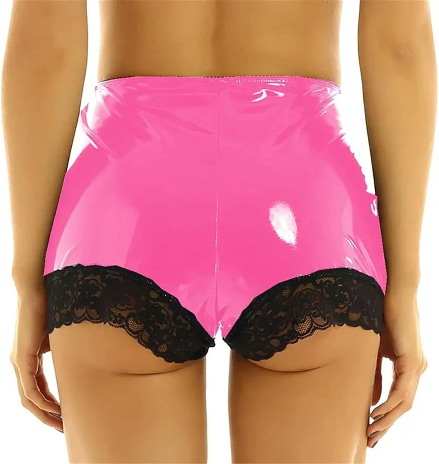 Womens Cut-Out Faux Leather Hot Pants Geometric Cutouts with Mesh Panels Nightclub Bold