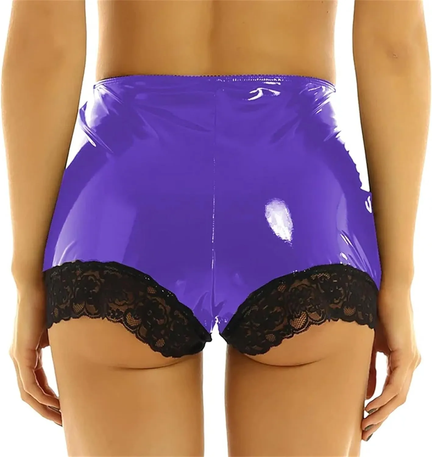 Womens Cut-Out Faux Leather Hot Pants Geometric Cutouts with Mesh Panels Nightclub Bold