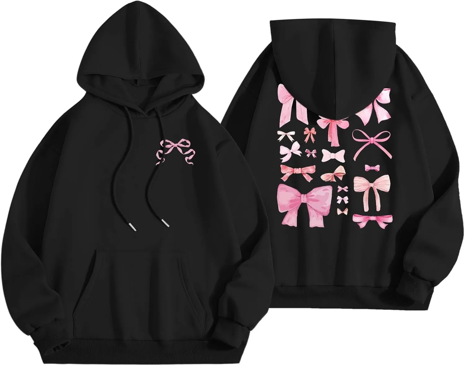 Womens Cute Hoodies Pink Hoodie Oversized Letter Print Graphic Hoodies For Women Long Sleeve Preppy Sweatshirt