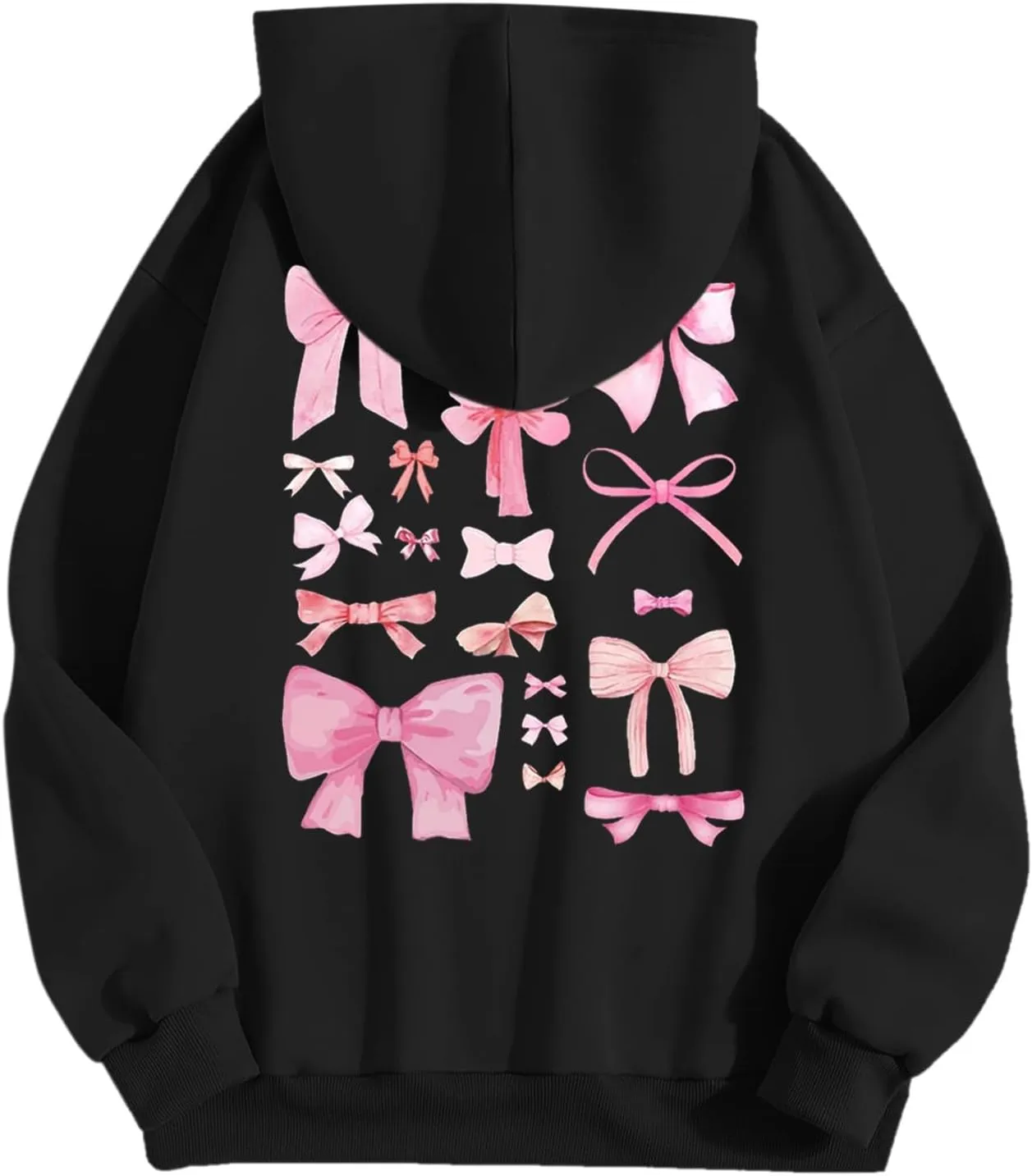 Womens Cute Hoodies Pink Hoodie Oversized Letter Print Graphic Hoodies For Women Long Sleeve Preppy Sweatshirt