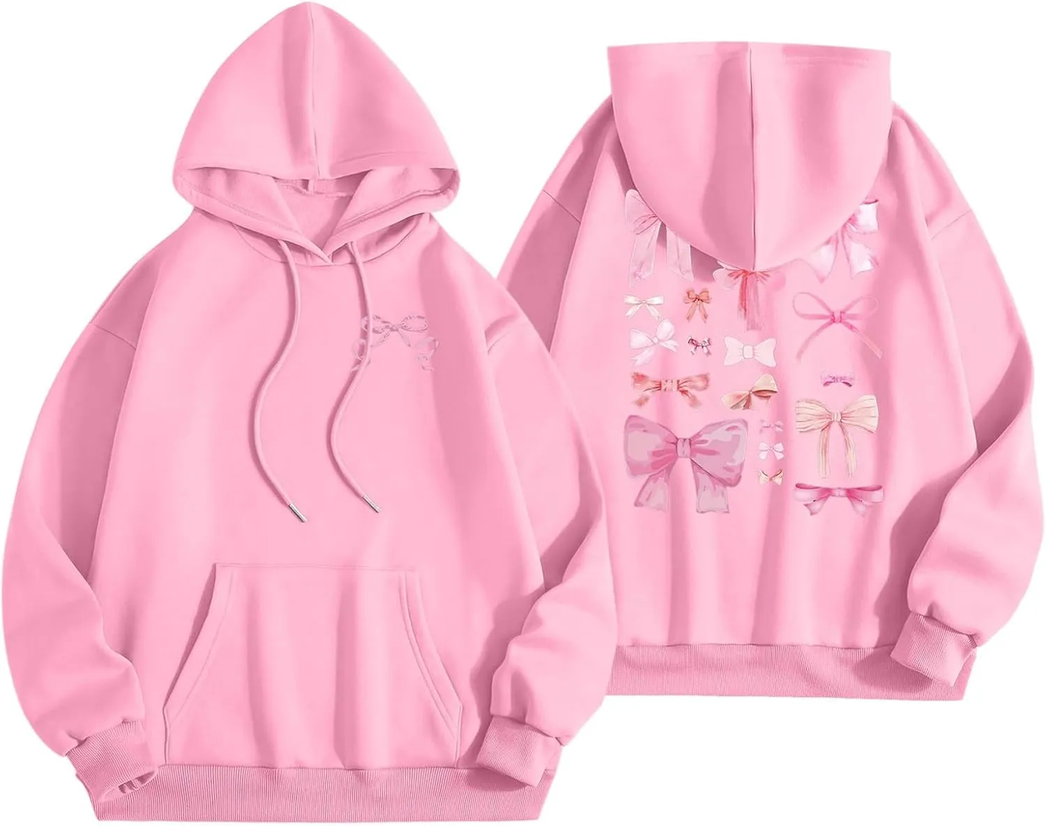 Womens Cute Hoodies Pink Hoodie Oversized Letter Print Graphic Hoodies For Women Long Sleeve Preppy Sweatshirt