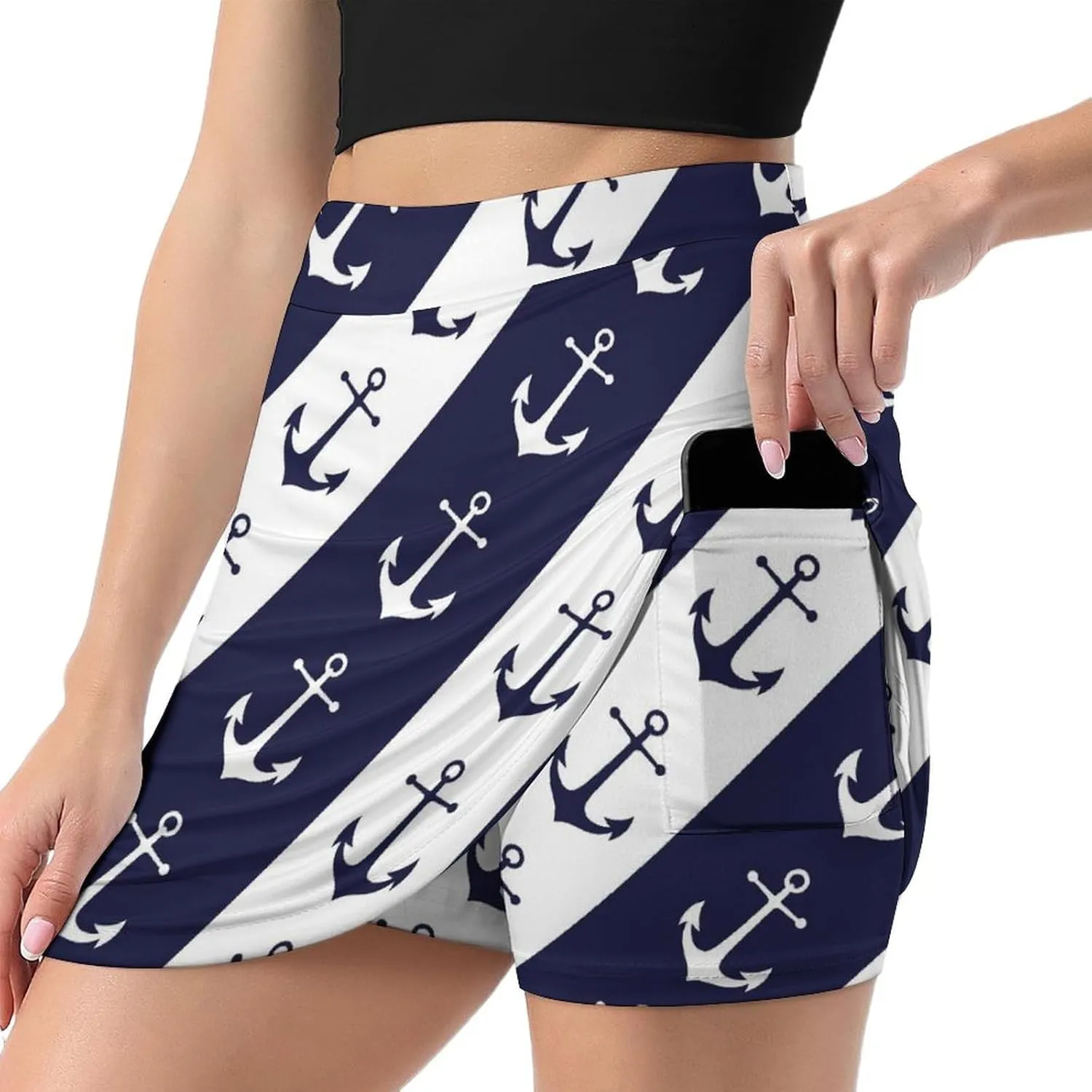 Women's Golf Tennis Skirts Yellow Light Bulb Pattern Inner Shorts High Waisted with Pocket Skort