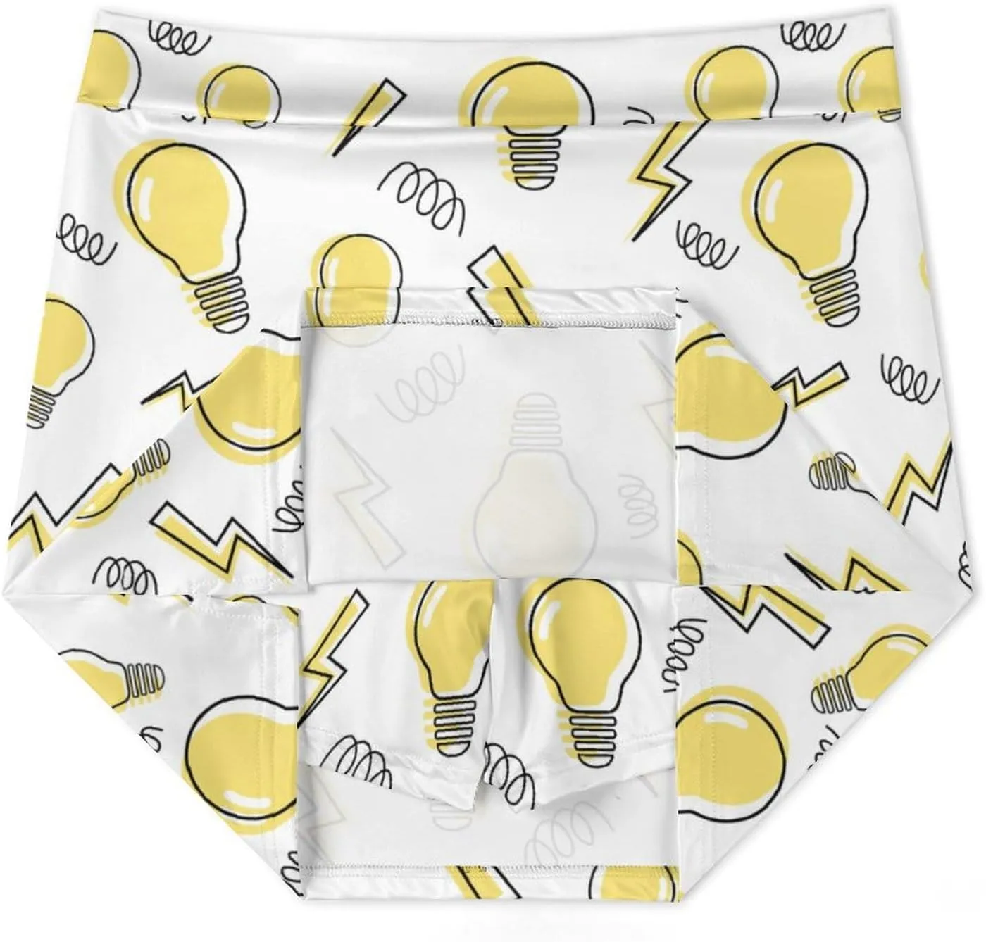 Women's Golf Tennis Skirts Yellow Light Bulb Pattern Inner Shorts High Waisted with Pocket Skort