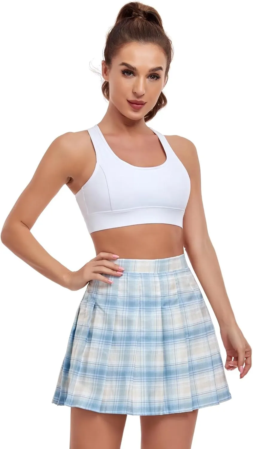 Women's High-Waisted Pleated Skirt with Shorts Mini Tennis Athletic Golf Skirts Girls Skater Skorts Cheer Uniform