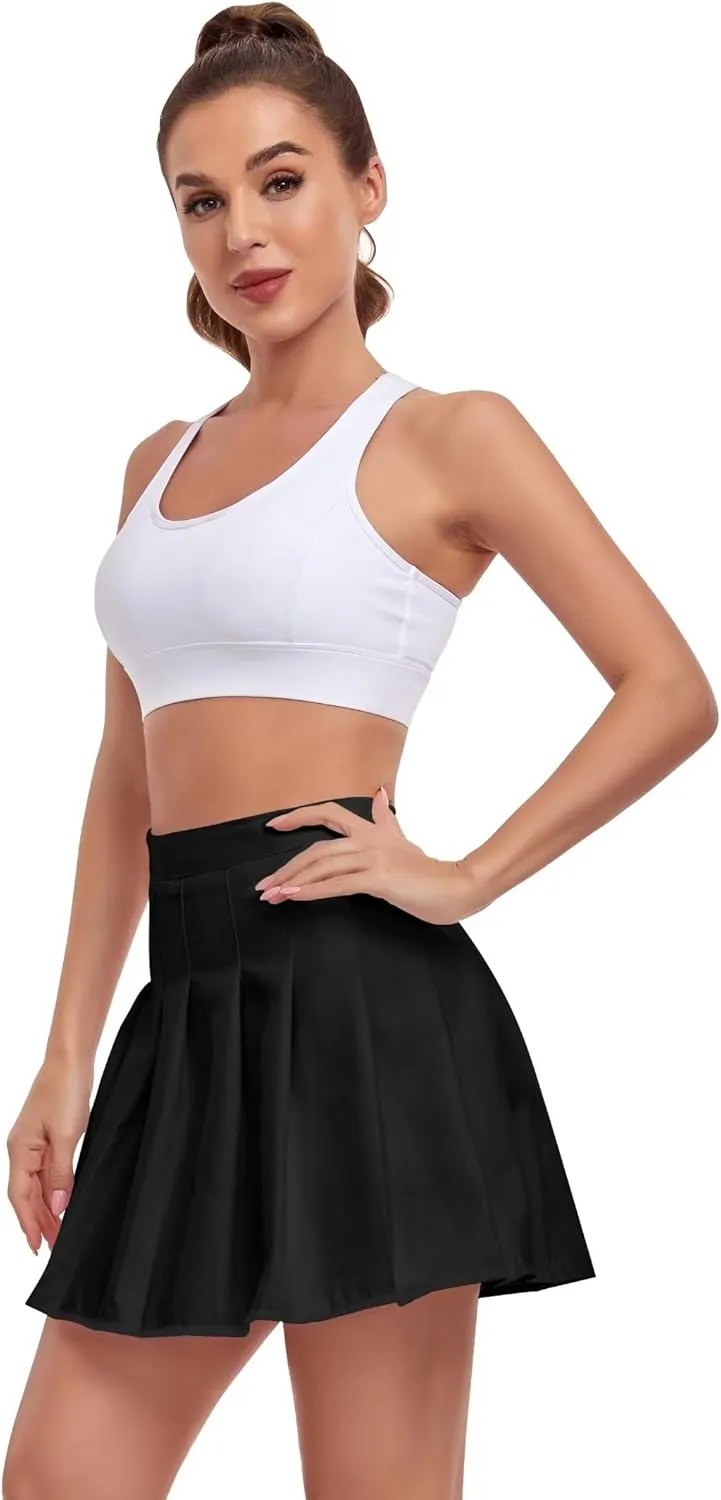 Women's High-Waisted Pleated Skirt with Shorts Mini Tennis Athletic Golf Skirts Girls Skater Skorts Cheer Uniform