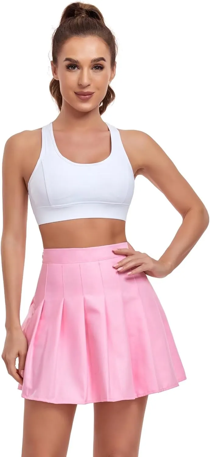 Women's High-Waisted Pleated Skirt with Shorts Mini Tennis Athletic Golf Skirts Girls Skater Skorts Cheer Uniform