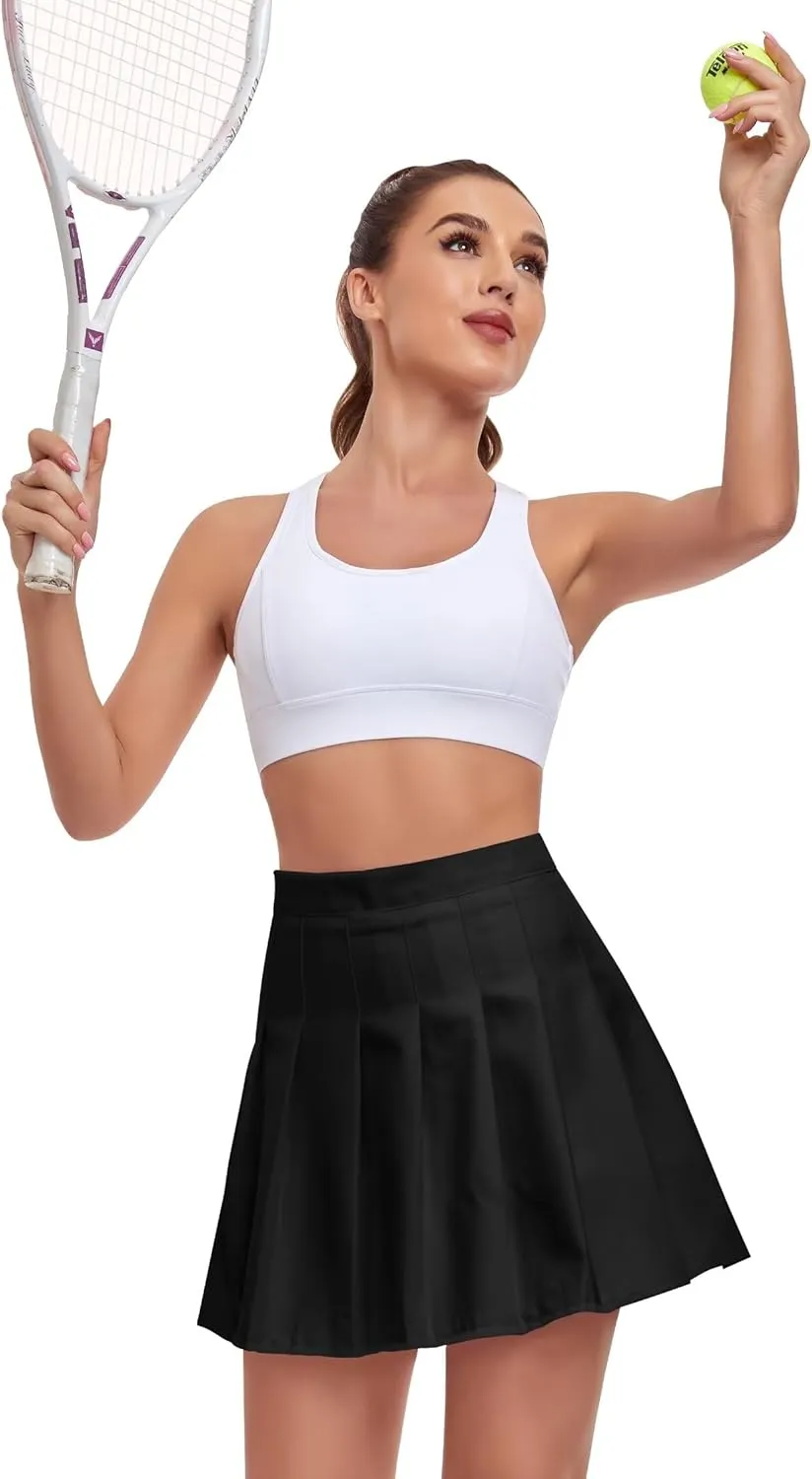 Women's High-Waisted Pleated Skirt with Shorts Mini Tennis Athletic Golf Skirts Girls Skater Skorts Cheer Uniform