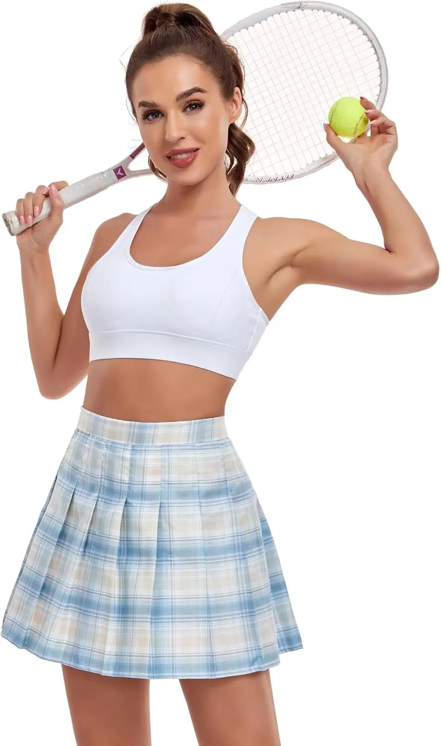 Women's High-Waisted Pleated Skirt with Shorts Mini Tennis Athletic Golf Skirts Girls Skater Skorts Cheer Uniform