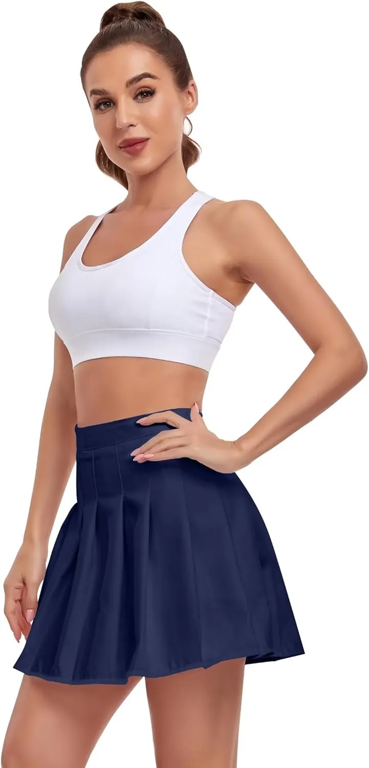 Women's High-Waisted Pleated Skirt with Shorts Mini Tennis Athletic Golf Skirts Girls Skater Skorts Cheer Uniform
