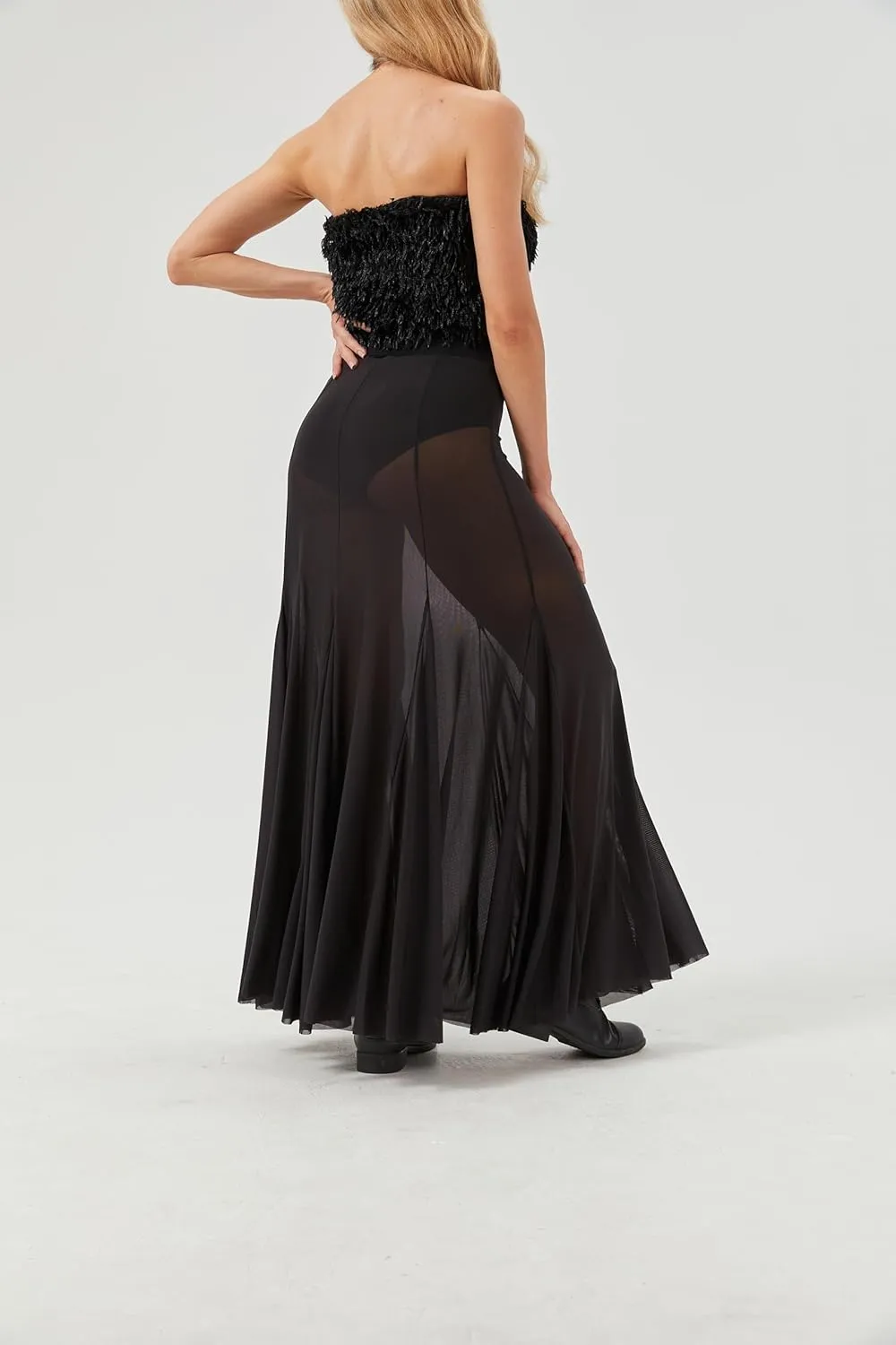 Womens Maxi Skirts Mesh Pleated 2025 Summer Trendy Sexy Club Sheer Boho Beach Cover Up Flowy Long Tulle Skirt