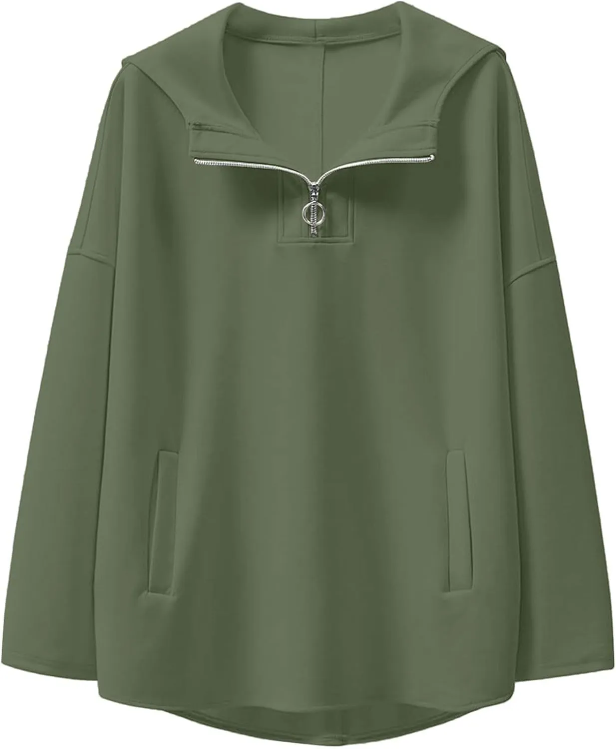 Women's Oversized Hoodies Casual Long Sleeve Half Zipper Pocket Sweatshirt Pullover Tops