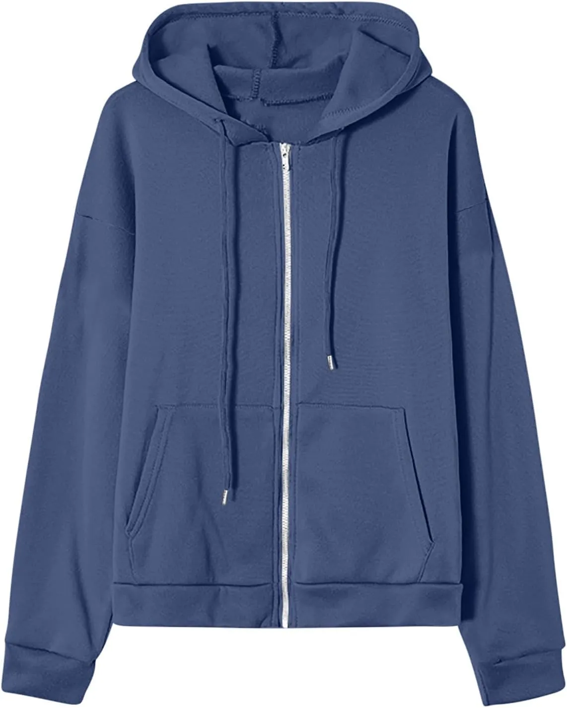 Womens Oversized Zip Up Hoodie Trendy Drawstring Long Sleeve Fall Jackets Casual Teen Girls Y2k Hooded Sweatshirts