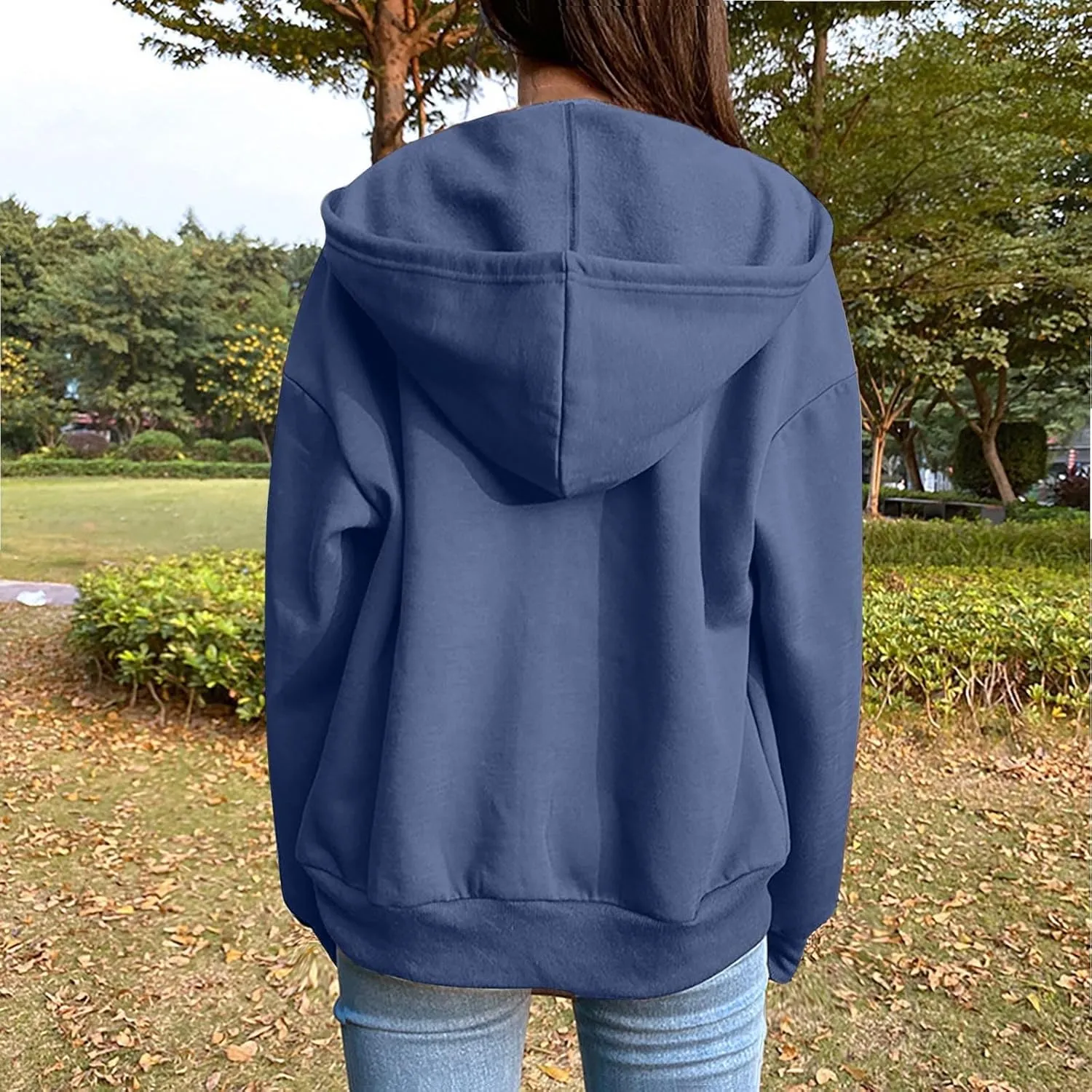 Womens Oversized Zip Up Hoodie Trendy Drawstring Long Sleeve Fall Jackets Casual Teen Girls Y2k Hooded Sweatshirts