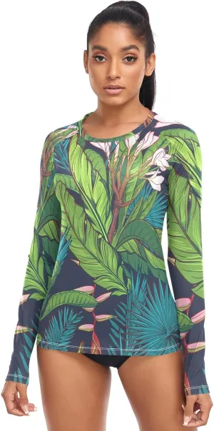 Women's Rash Guard Shirts, UPF 50  Long Sleeve Swimsuit Top Bathing Suit XS-XXL