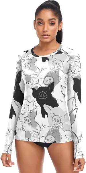 Women's Rash Guard Shirts, UPF 50  Long Sleeve Swimsuit Top Bathing Suit XS-XXL
