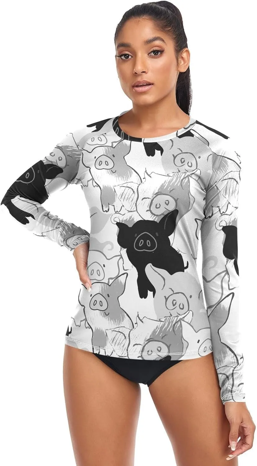 Women's Rash Guard Shirts, UPF 50  Long Sleeve Swimsuit Top Bathing Suit XS-XXL