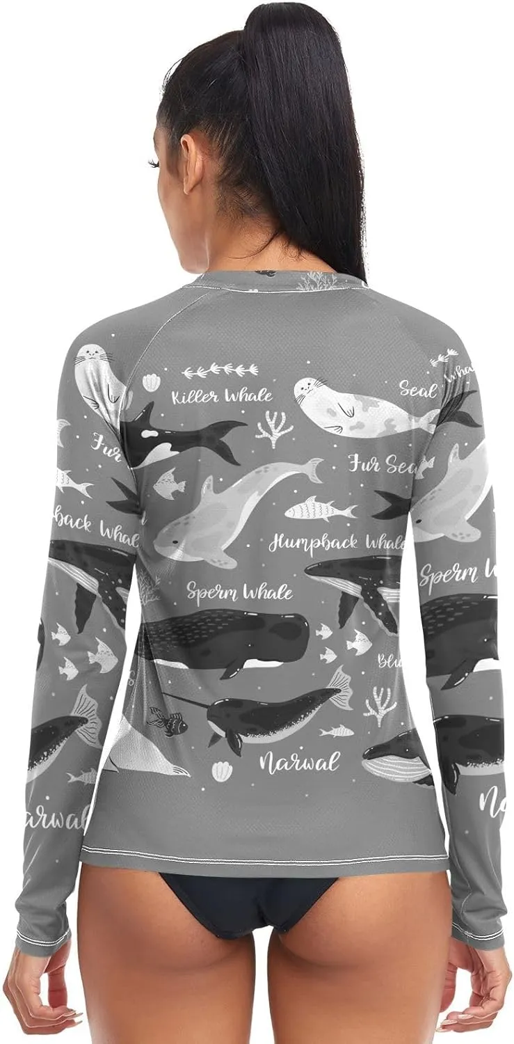 Women's Rash Guard Shirts, UPF 50  Long Sleeve Swimsuit Top Bathing Suit XS-XXL