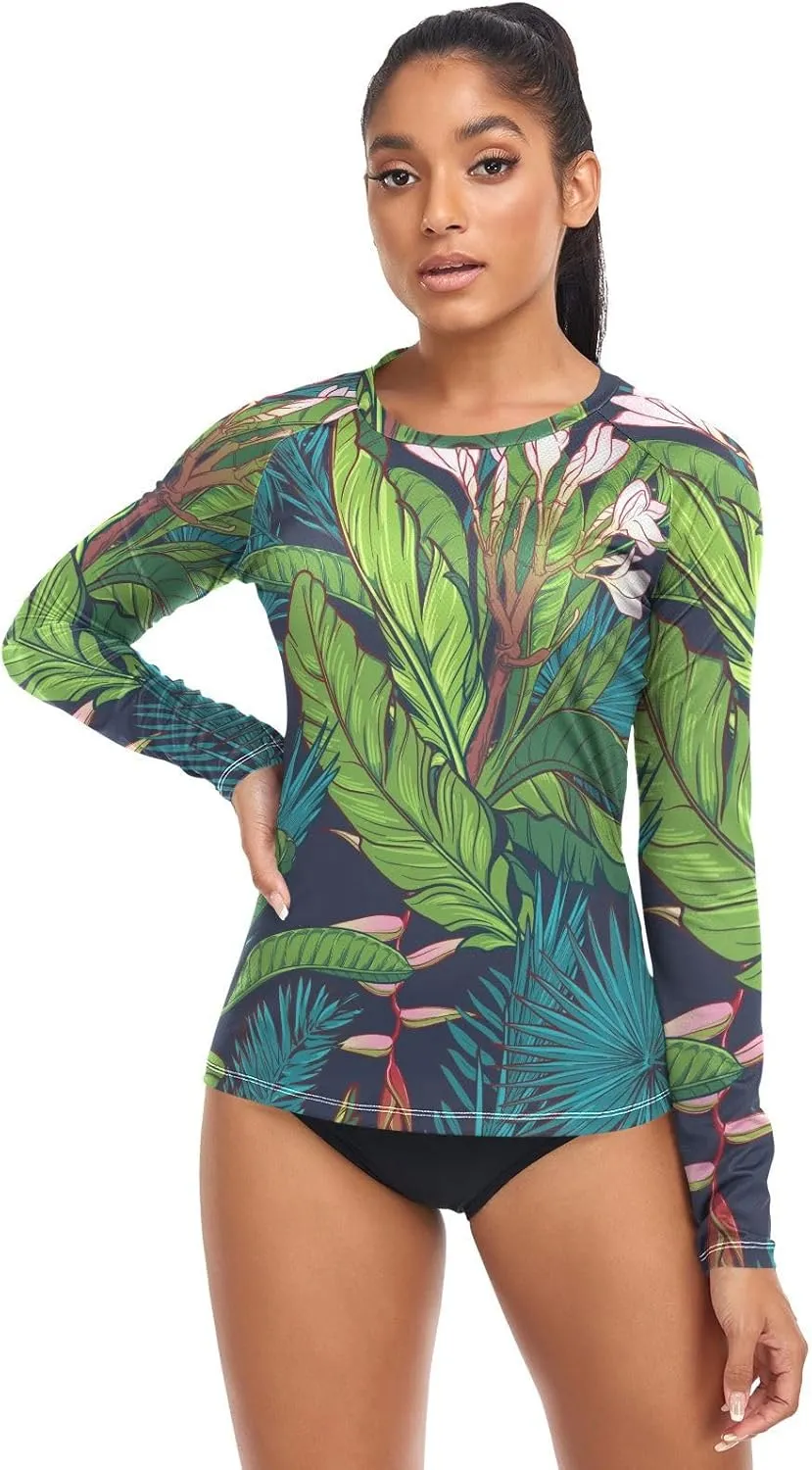 Women's Rash Guard Shirts, UPF 50  Long Sleeve Swimsuit Top Bathing Suit XS-XXL
