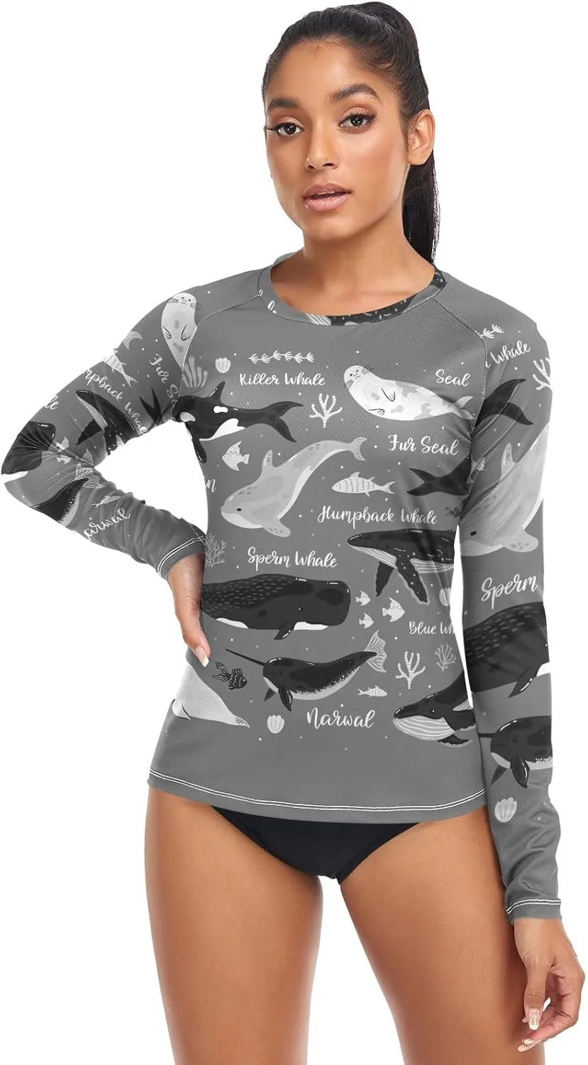 Women's Rash Guard Shirts, UPF 50  Long Sleeve Swimsuit Top Bathing Suit XS-XXL