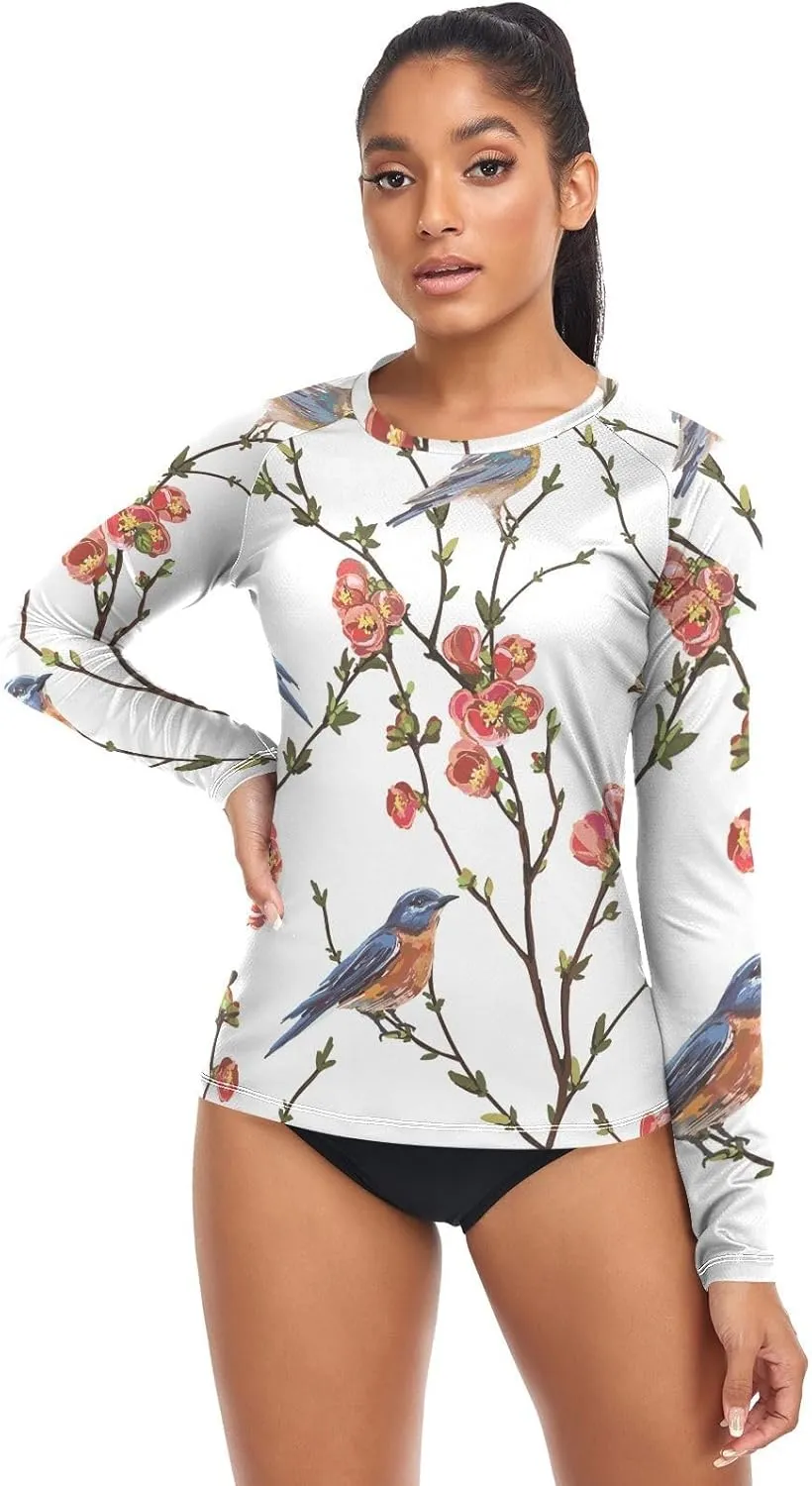 Women's Rash Guard Shirts, UPF 50  Long Sleeve Swimsuit Top Bathing Suit XS-XXL