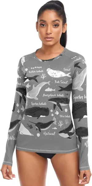 Women's Rash Guard Shirts, UPF 50  Long Sleeve Swimsuit Top Bathing Suit XS-XXL