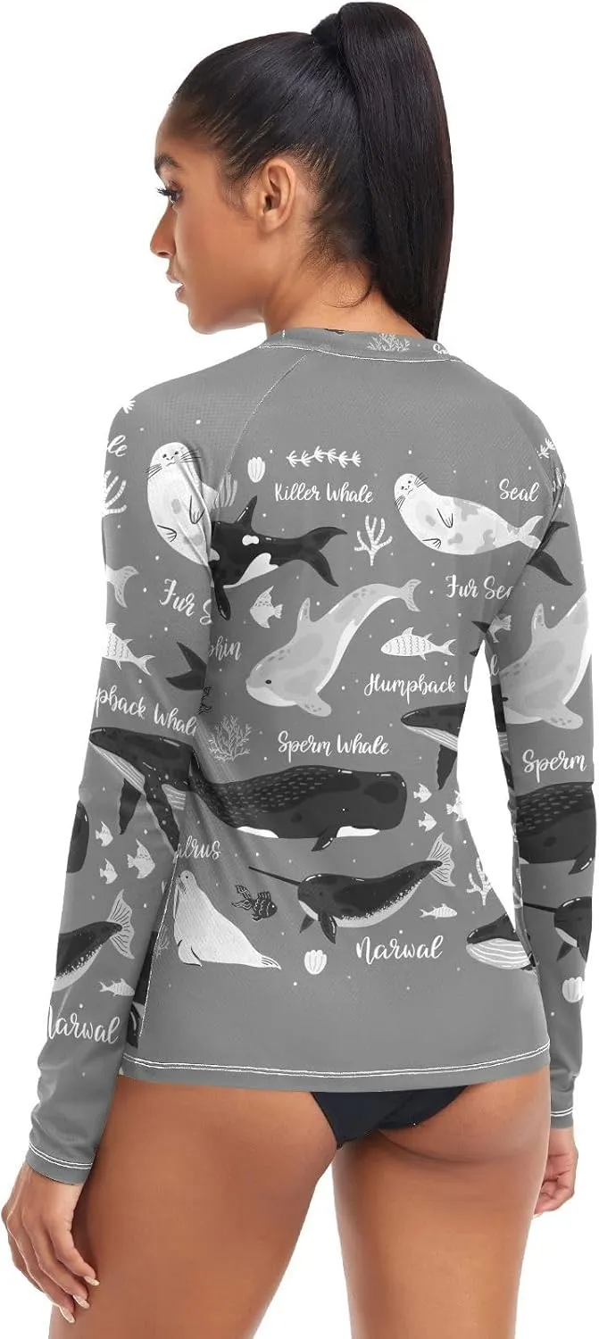 Women's Rash Guard Shirts, UPF 50  Long Sleeve Swimsuit Top Bathing Suit XS-XXL