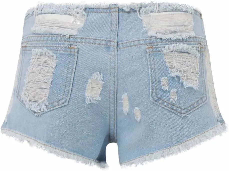 Women's Sexy Low Waist Stretchy Denim Shorts Button Fly Skinny Fit American Retro Hot Pants