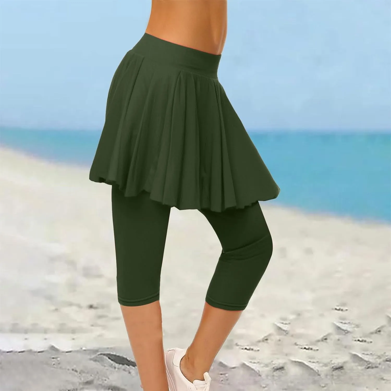 Womens Skirted Leggings 2025 Tummy Control High Waist Tennis Golf Skorts Capris Gym Tennis Yoga Legging with Skirts