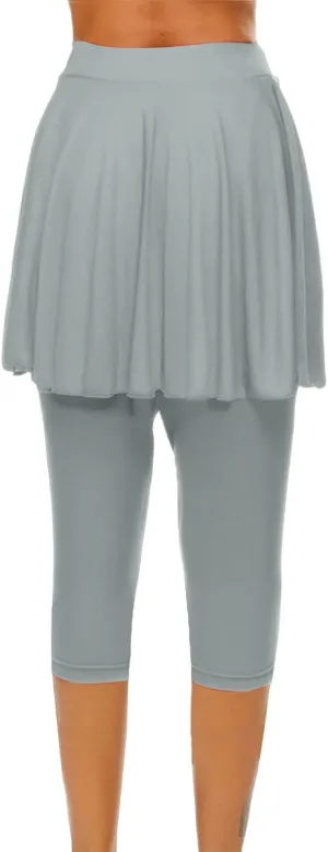 Womens Skirted Leggings 2025 Tummy Control High Waist Tennis Golf Skorts Capris Gym Tennis Yoga Legging with Skirts