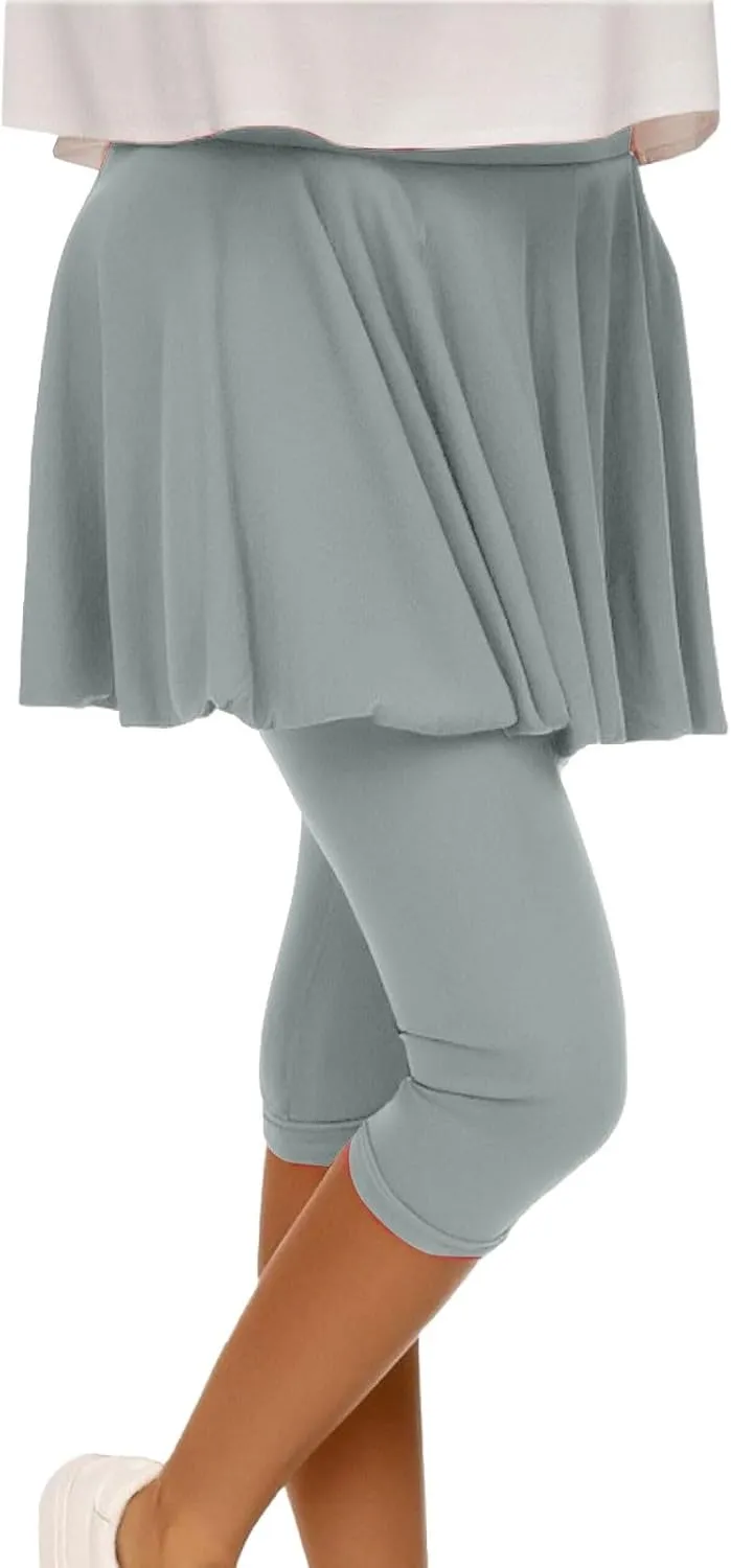 Womens Skirted Leggings 2025 Tummy Control High Waist Tennis Golf Skorts Capris Gym Tennis Yoga Legging with Skirts