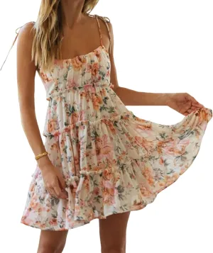 Womens Sleeveless Summer Tiered Mini Dress Spaghetti Strap Floral Smocked Beach Dress Boho Ruffle Skater Dress