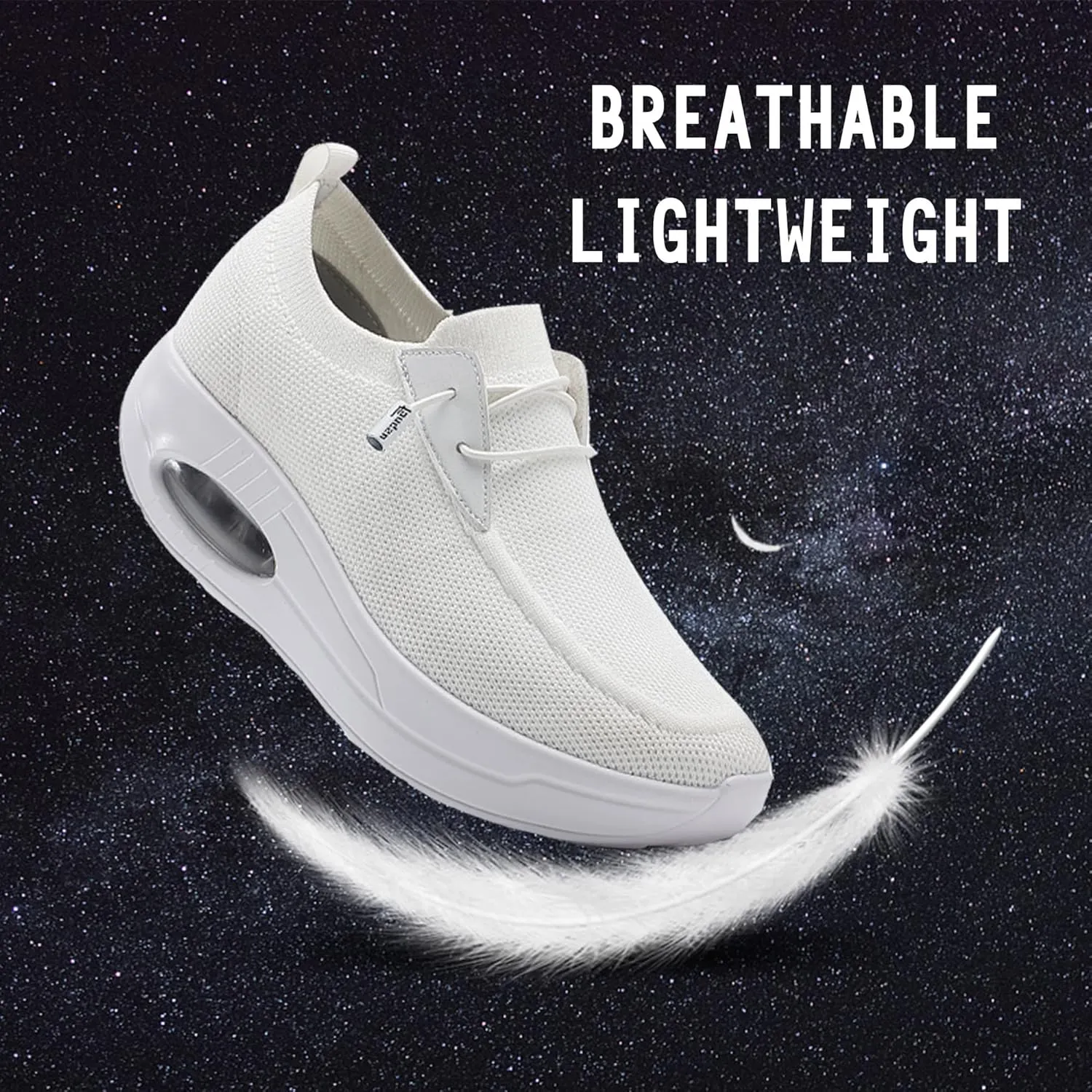 Women's Slip-on Walking Shoes Mesh Breathe Air Cushion Sock Sneakers for Women Ladys Fashion Platform Lightweight Loafers Non-Slip Nursing Work Shoe