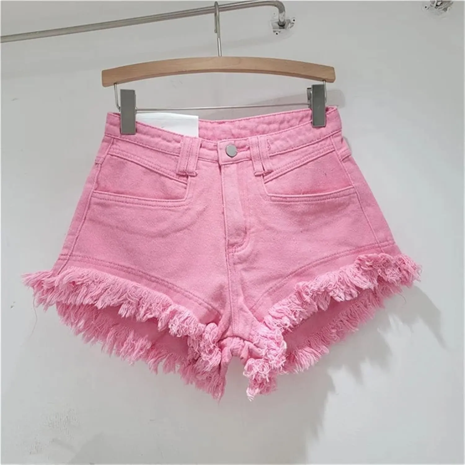 Womens Spring Summer Distressed Denim Shorts High Waist Retro Vintage Wide-Leg Hot Pants