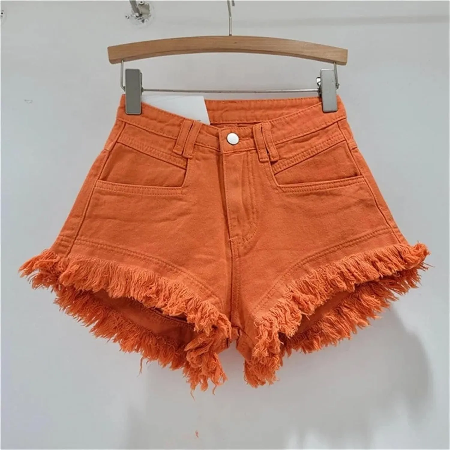 Womens Spring Summer Distressed Denim Shorts High Waist Retro Vintage Wide-Leg Hot Pants