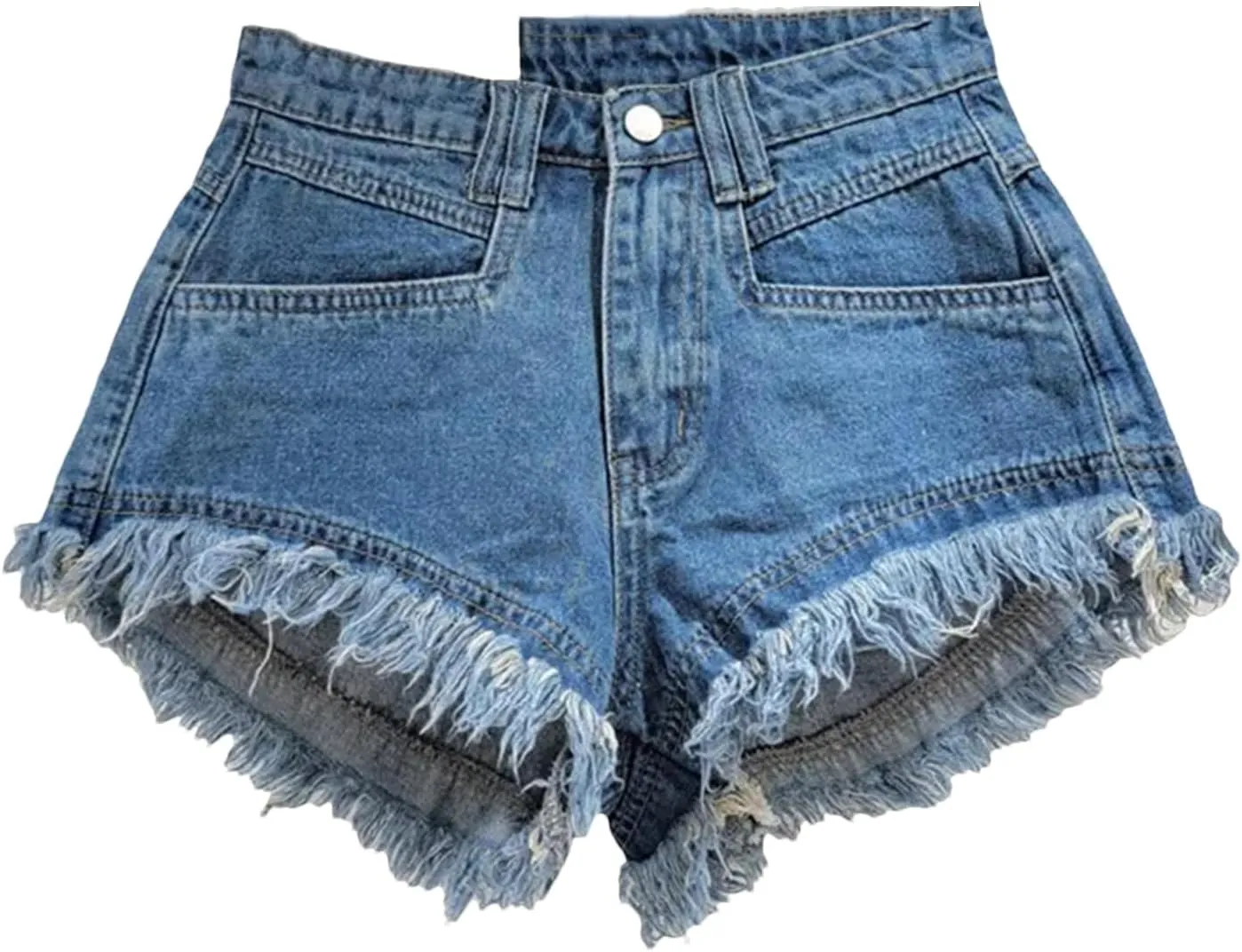 Womens Spring Summer Distressed Denim Shorts High Waist Retro Vintage Wide-Leg Hot Pants