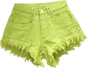 Womens Spring Summer Distressed Denim Shorts High Waist Retro Vintage Wide-Leg Hot Pants