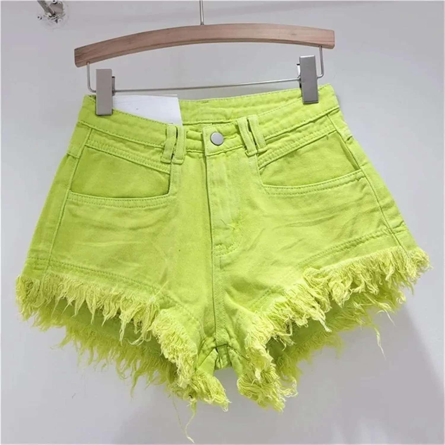 Womens Spring Summer Distressed Denim Shorts High Waist Retro Vintage Wide-Leg Hot Pants